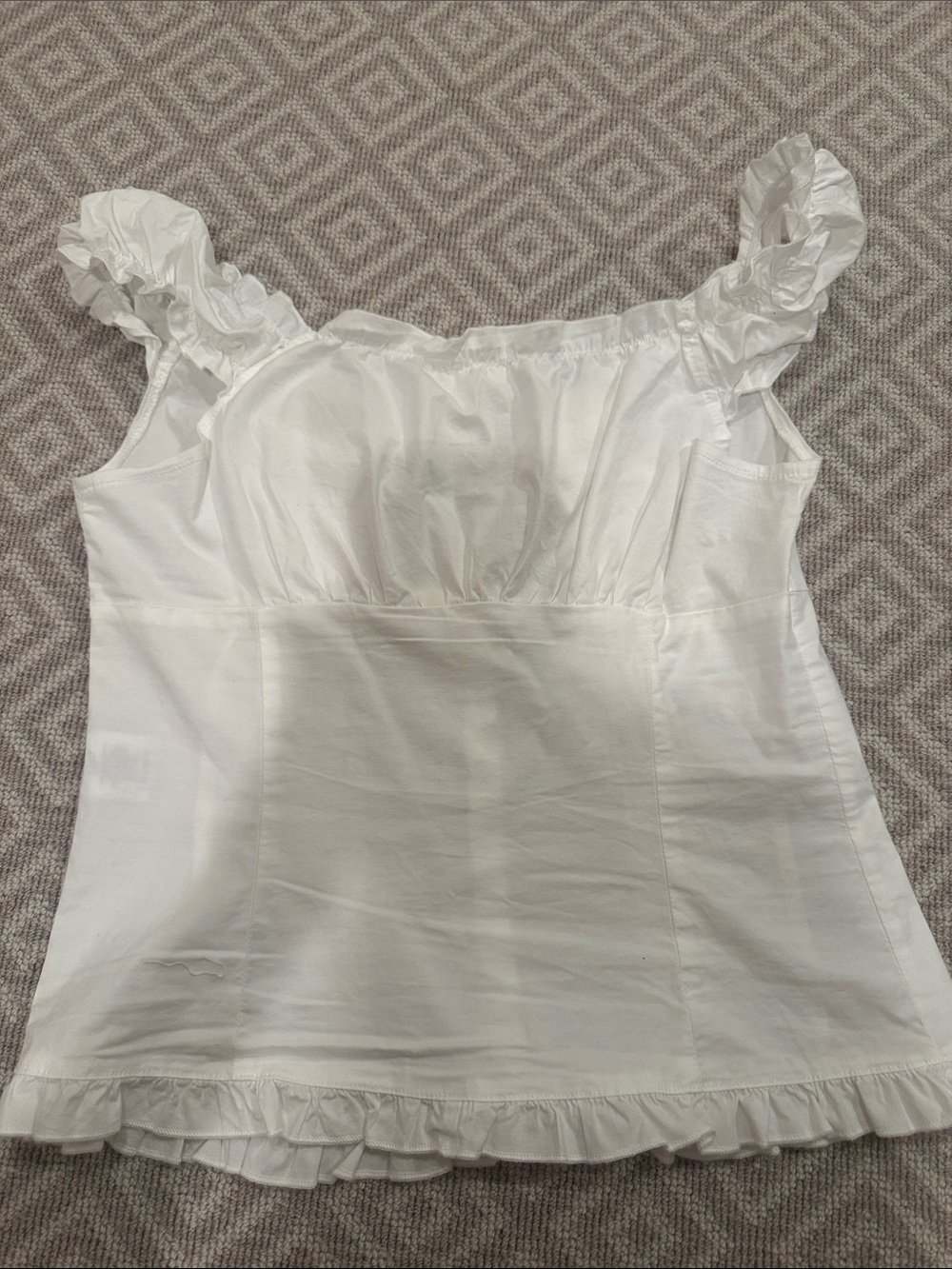 PacSun White Ruffled Button-Front Cotton Camisole - Picture 3 of 4